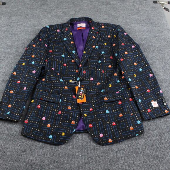 OppoSuits Pac Man Suit Mens US 44 EU 54 Black Maze Print Jacket Pants 2 Piece - Picture 3 of 16
